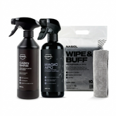 Nasiol Set Curățare și Protecție Interior 3 Piese – Cabin Shine 500ml, Magic APC 500ml și Set 10 Lavete Wipe & Buff