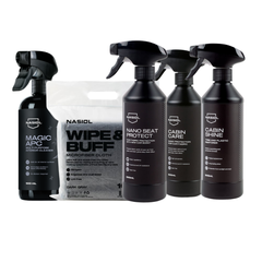 Nasiol Set Interior Master Pro 5 Piese – Magic APC 500ml, Nano Seat Protect, CabinCare, CabinShine și 10 Lavete Wipe & Buff