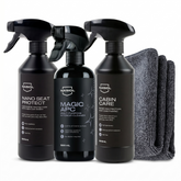 Nasiol Set Protecție Textile Interior 3 Piese – Nano Seat Protect 500ml, Magic APC 500ml, Cabin Care 500ml + 2 Lavete Microfibră CADOU
