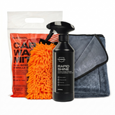 Nasiol Set Spălare și Protecție 3 Piese – Rapid Shine 500ml, Mănușă Car Wash Mitt și Prosop Microfibră