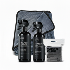 Nasiol Set Ultra-Shine 4 Piese – Water Spot Remover, Spray Nano-Ceramic, Prosop 600GSM și Set Lavete Microfibre