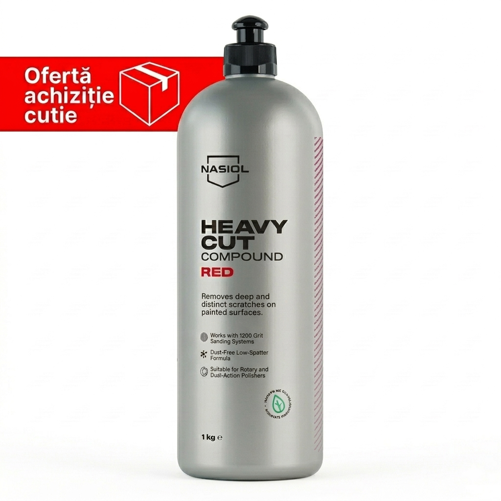 Nasiol Heavy Cut Compound RED – Pastă Abrazivă Agresivă pentru Zgârieturi Adânci – 1 kg (Cutie)