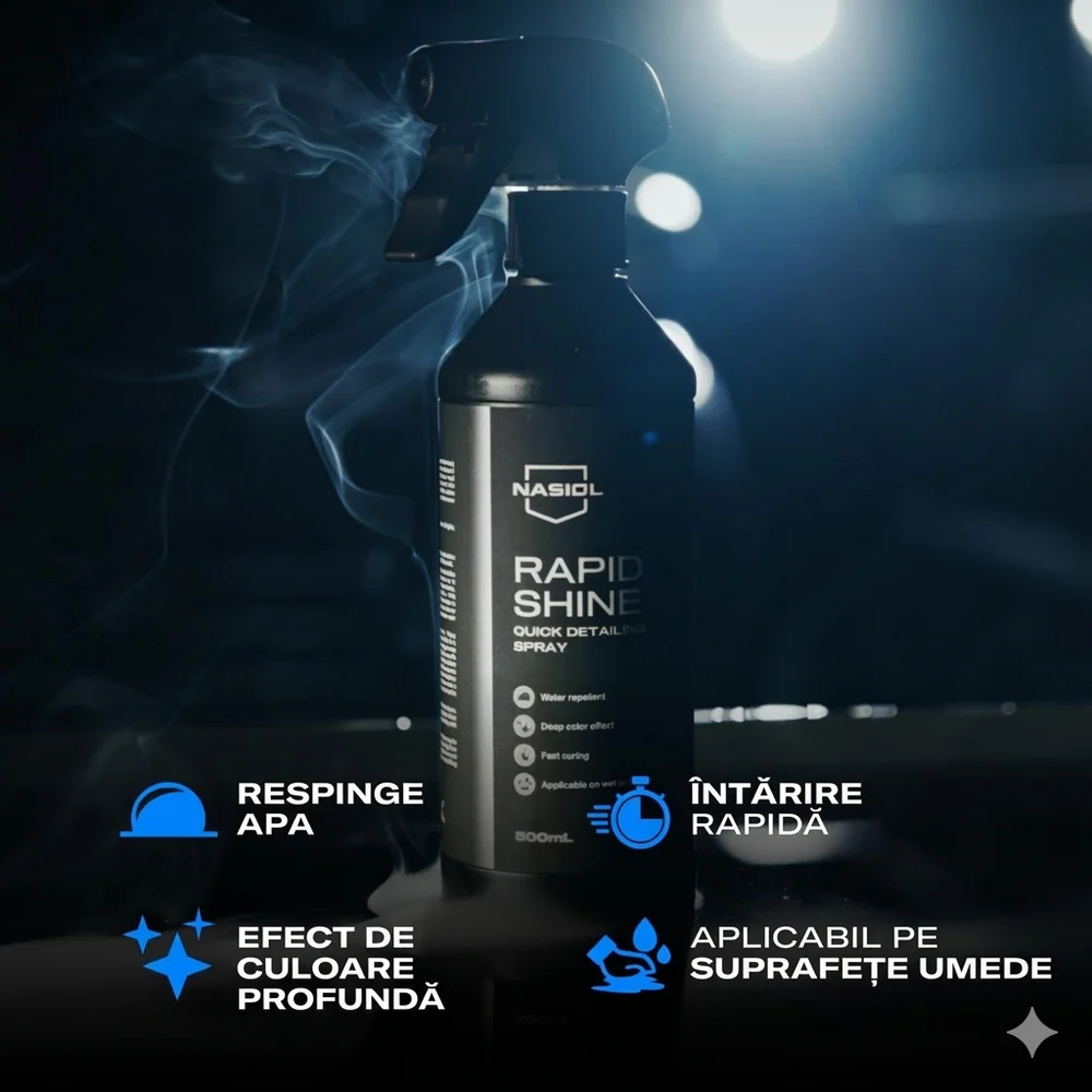 Nasiol Set Spălare și Protecție 3 Piese – Rapid Shine 500ml, Mănușă Car Wash Mitt și Prosop Microfibră