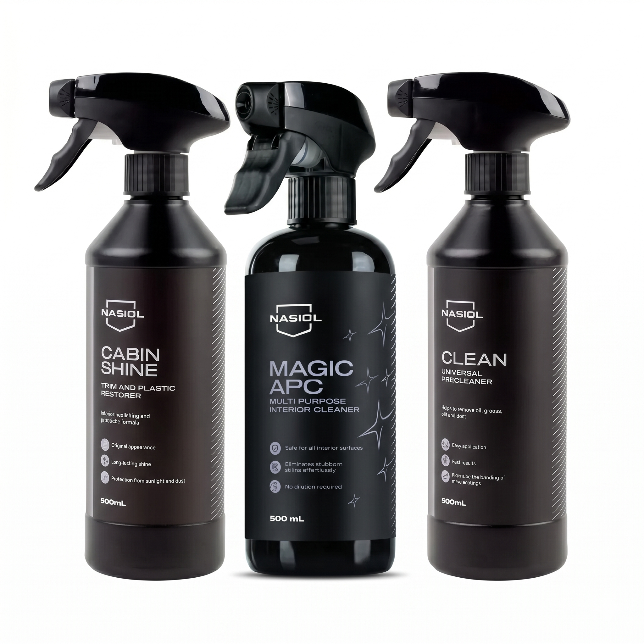 Nasiol Set Curățare Completă Interior 3 Piese – Magic APC, Cabin Shine și Clean 500ml