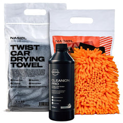 Nasiol Set Spalare Auto 3 Piese – Sampon Auto Profesional, Prosop Microfibra si Manusa Spalare